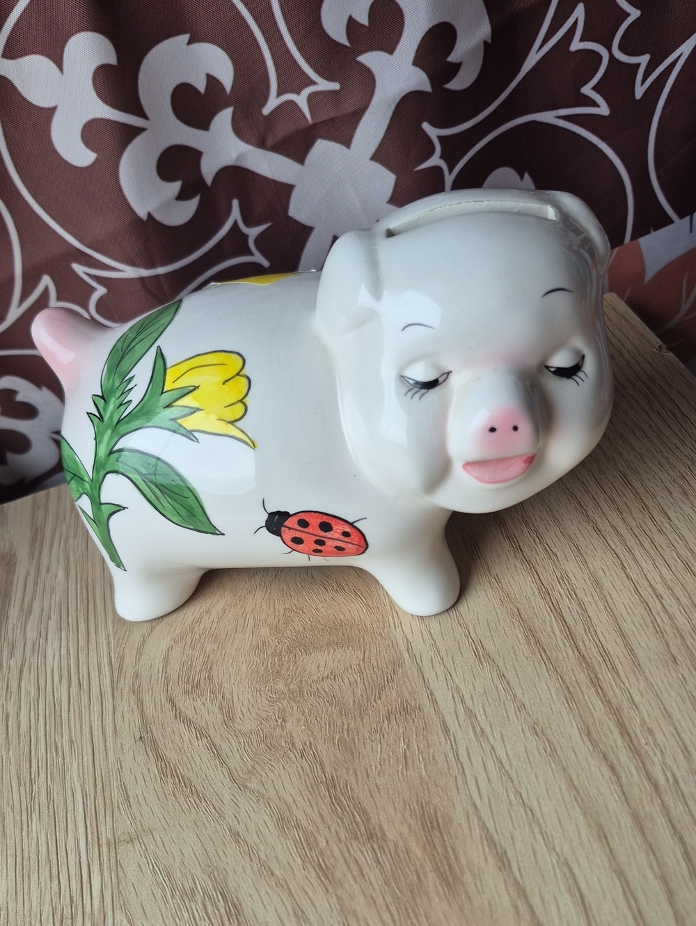 Vintage hand-painted ceramic piggy bank